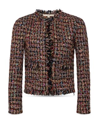 Jacklyn's Fashions Angelina Multicolor Tweed Fringe Jacket