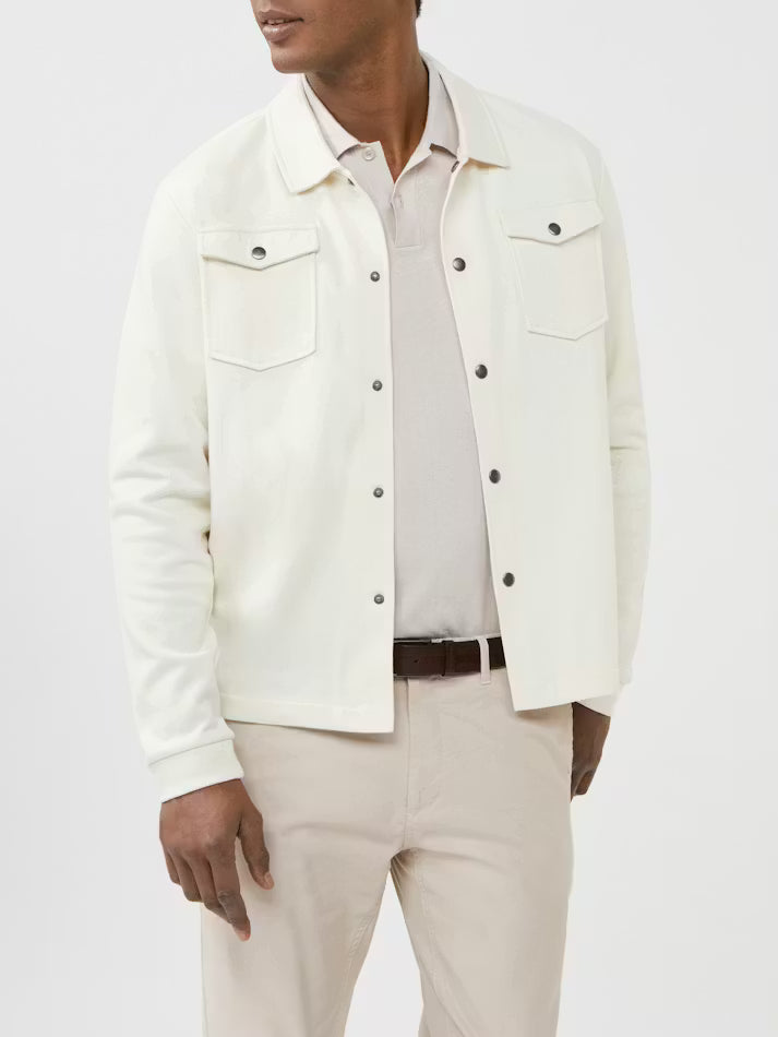 Jacklyn's Fashions Men's White Jersey Knit Overshirt Jacket