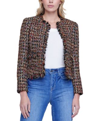 Jacklyn's Fashions Angelina Multicolor Tweed Fringe Jacket