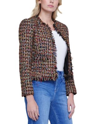Jacklyn's Fashions Angelina Multicolor Tweed Fringe Jacket