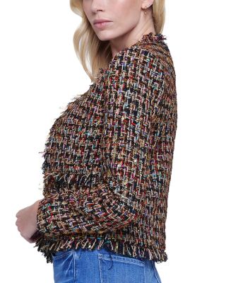 Jacklyn's Fashions Angelina Multicolor Tweed Fringe Jacket