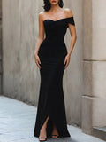 Ruched Off-Shoulder Bodycon Maxi Dress