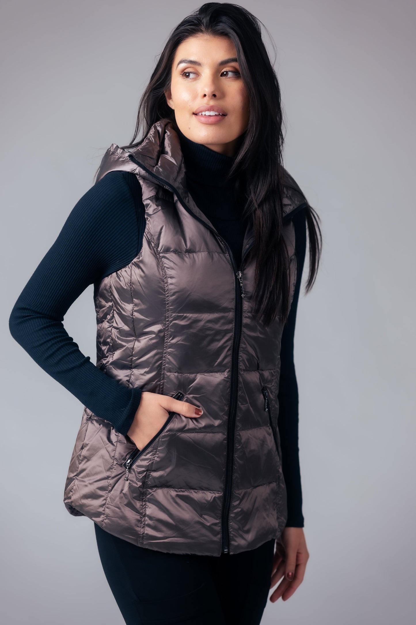 Jacklyn's Fashions Women's Metallic Puffer Vest
