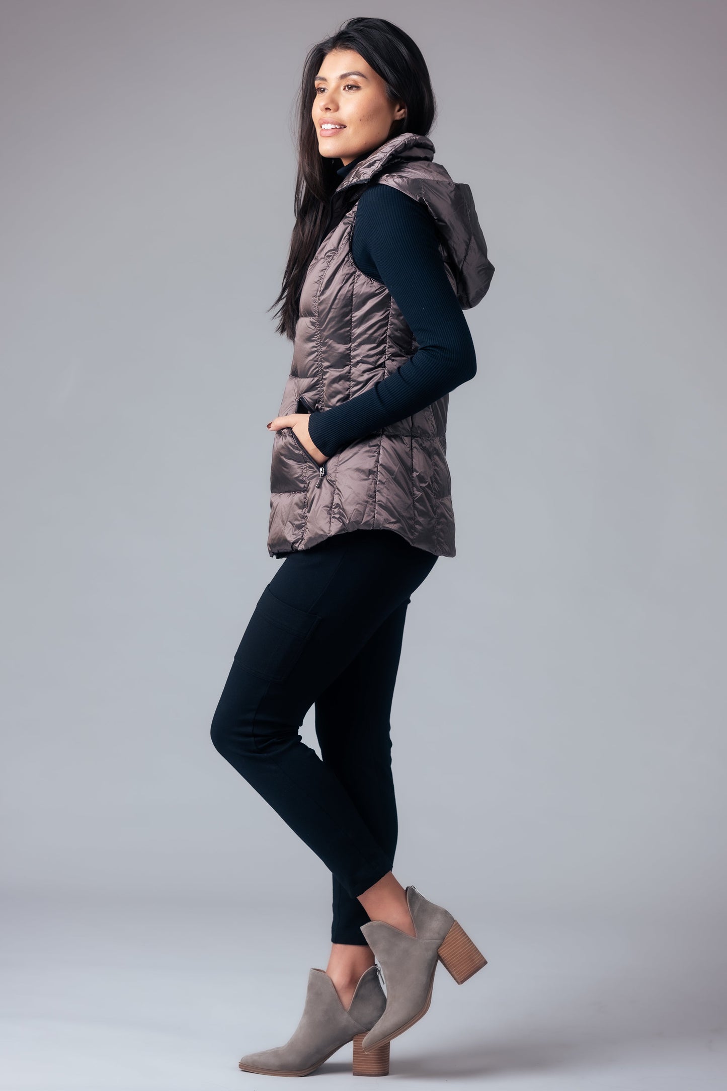 Jacklyn's Fashions Women's Metallic Puffer Vest