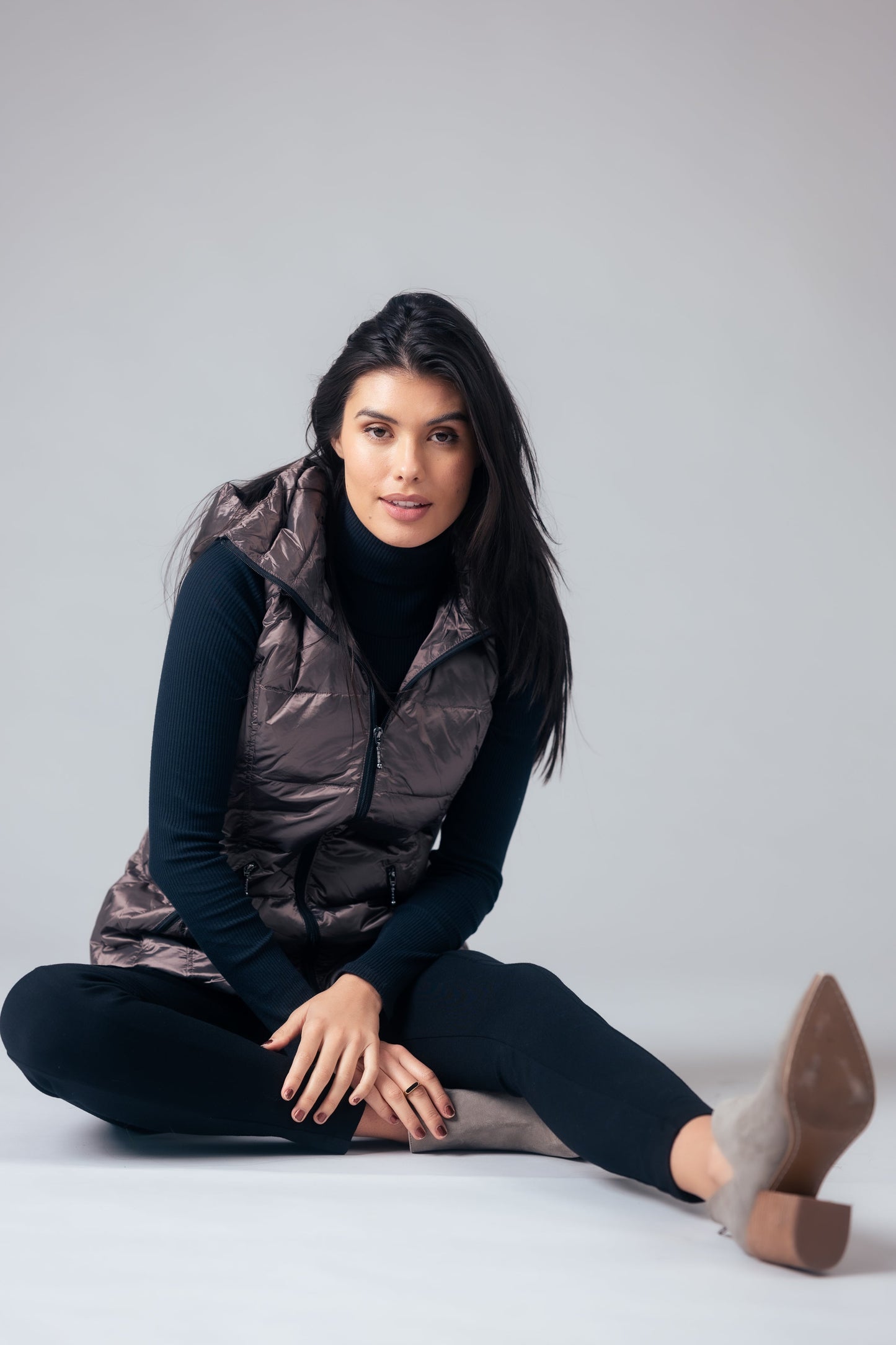Jacklyn's Fashions Women's Metallic Puffer Vest