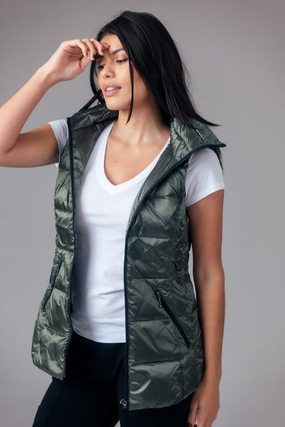 Jacklyn's Fashions Women's Metallic Puffer Vest