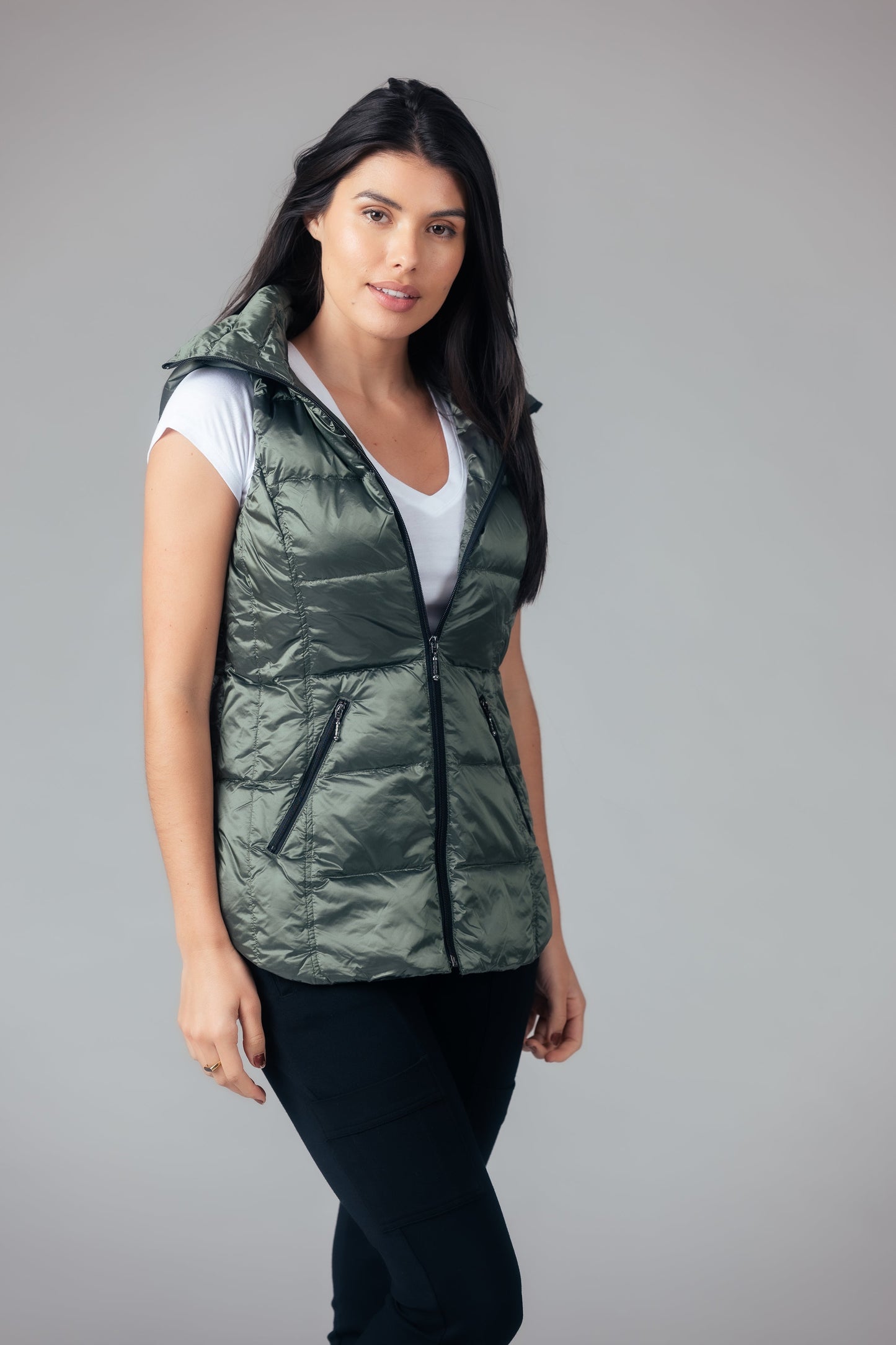 Jacklyn's Fashions Women's Metallic Puffer Vest