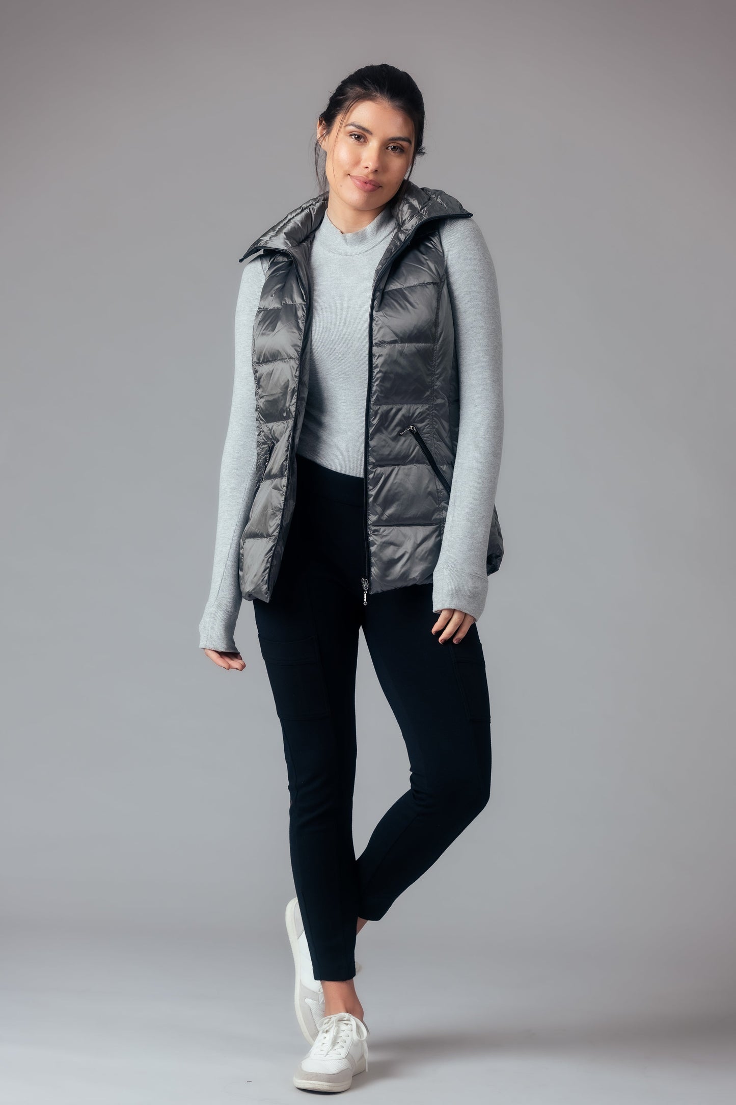 Jacklyn's Fashions Women's Metallic Puffer Vest