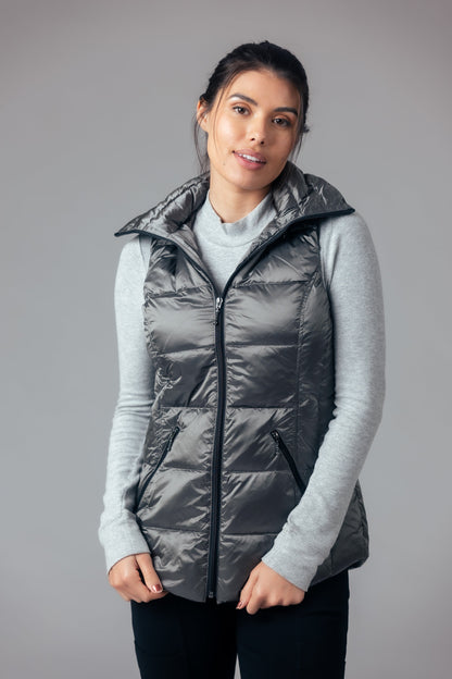 Jacklyn's Fashions Women's Metallic Puffer Vest