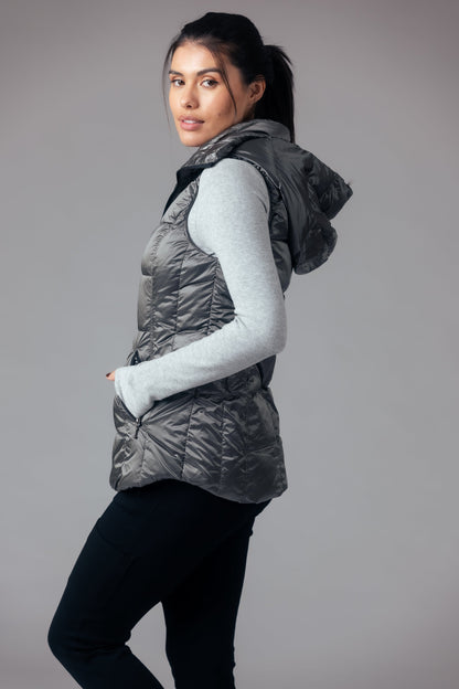 Jacklyn's Fashions Women's Metallic Puffer Vest