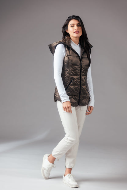 Jacklyn's Fashions Women's Metallic Puffer Vest