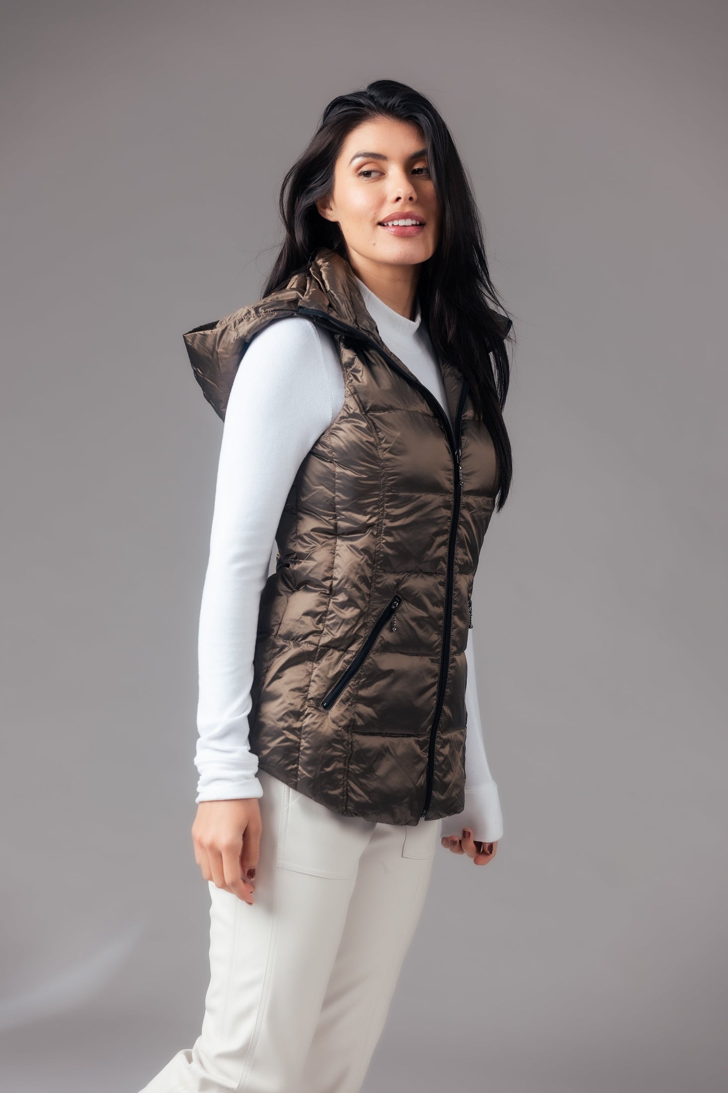 Jacklyn's Fashions Women's Metallic Puffer Vest