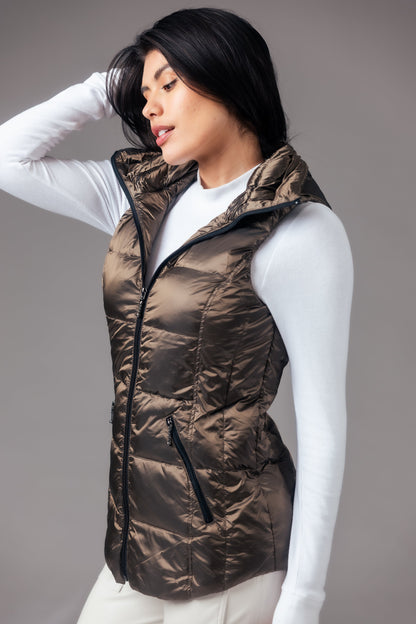 Jacklyn's Fashions Women's Metallic Puffer Vest
