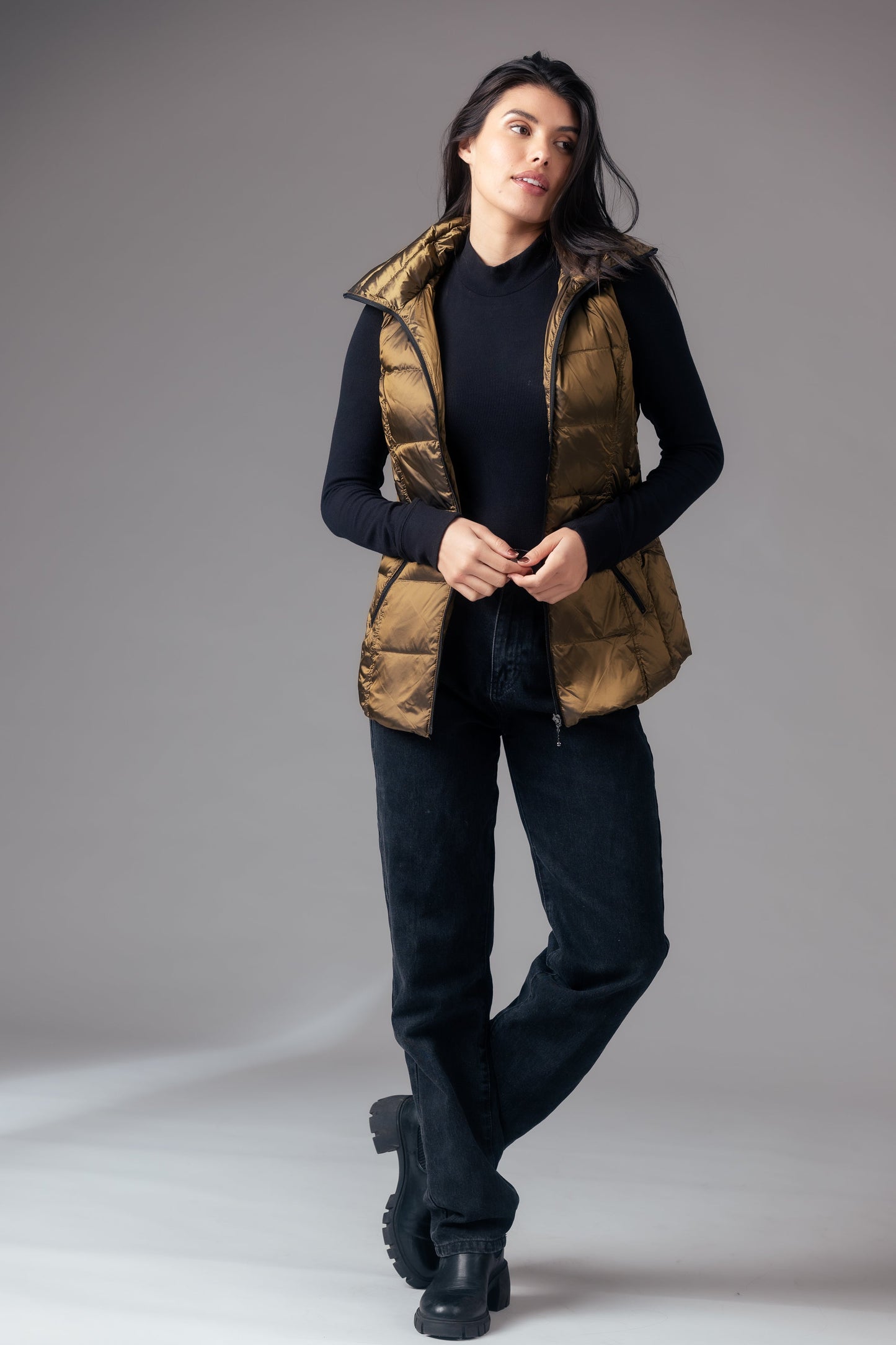 Jacklyn's Fashions Women's Metallic Puffer Vest