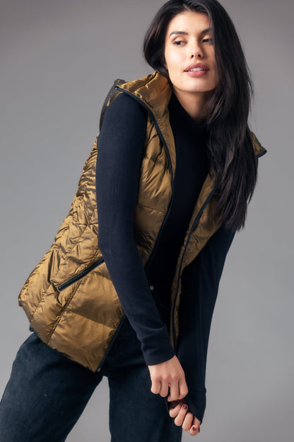 Jacklyn's Fashions Women's Metallic Puffer Vest