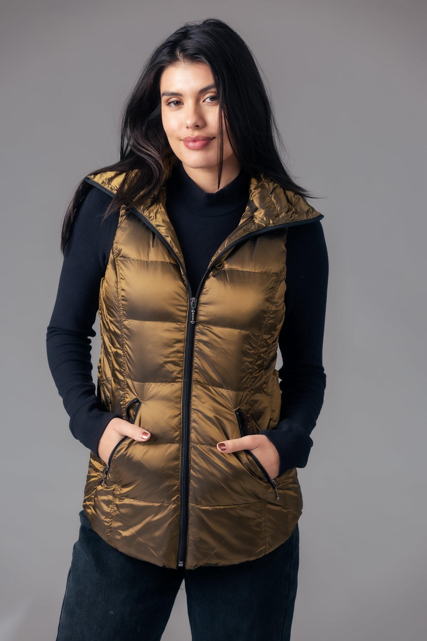 Jacklyn's Fashions Women's Metallic Puffer Vest