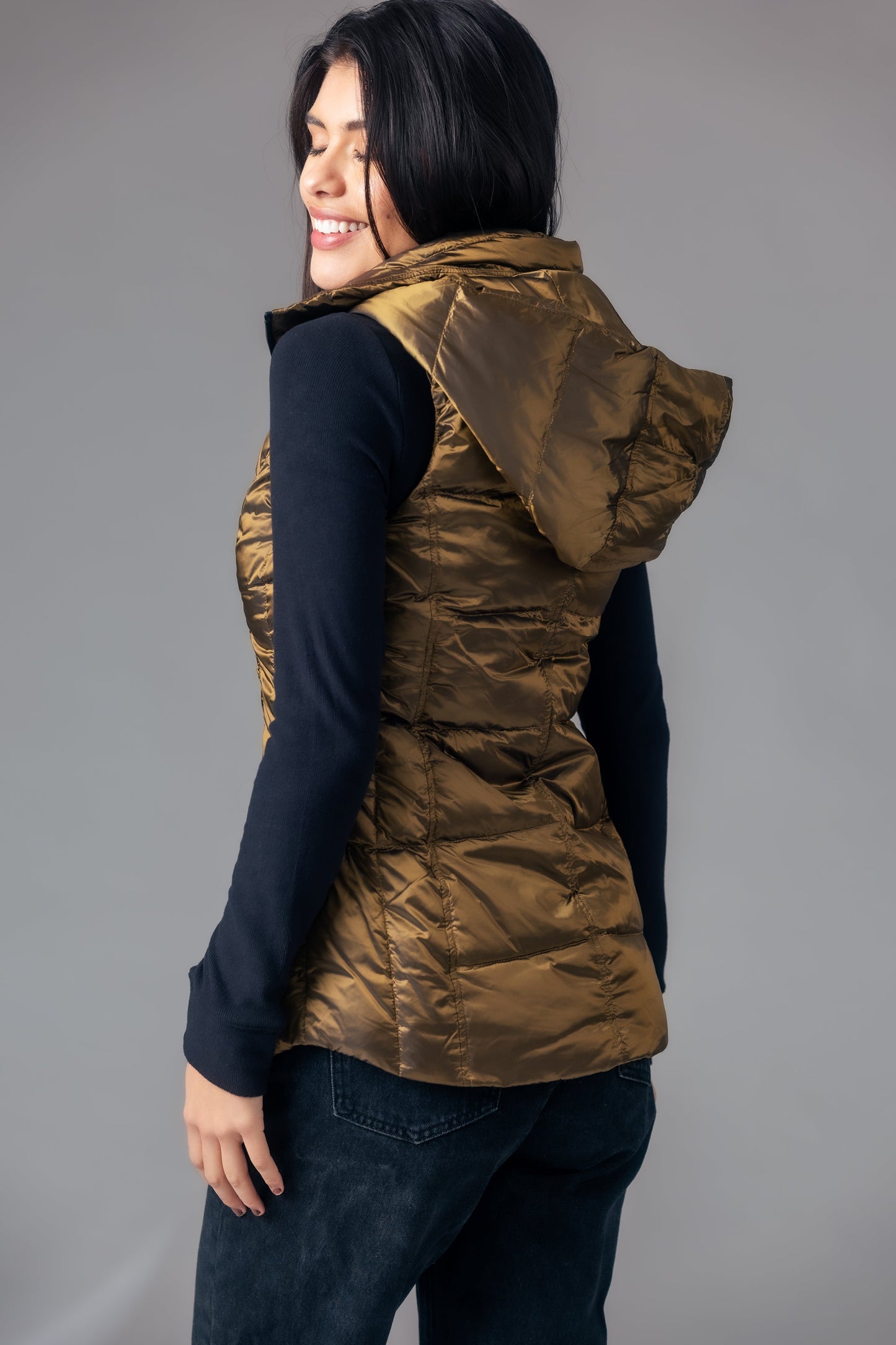 Jacklyn's Fashions Women's Metallic Puffer Vest