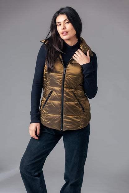 Jacklyn's Fashions Women's Metallic Puffer Vest