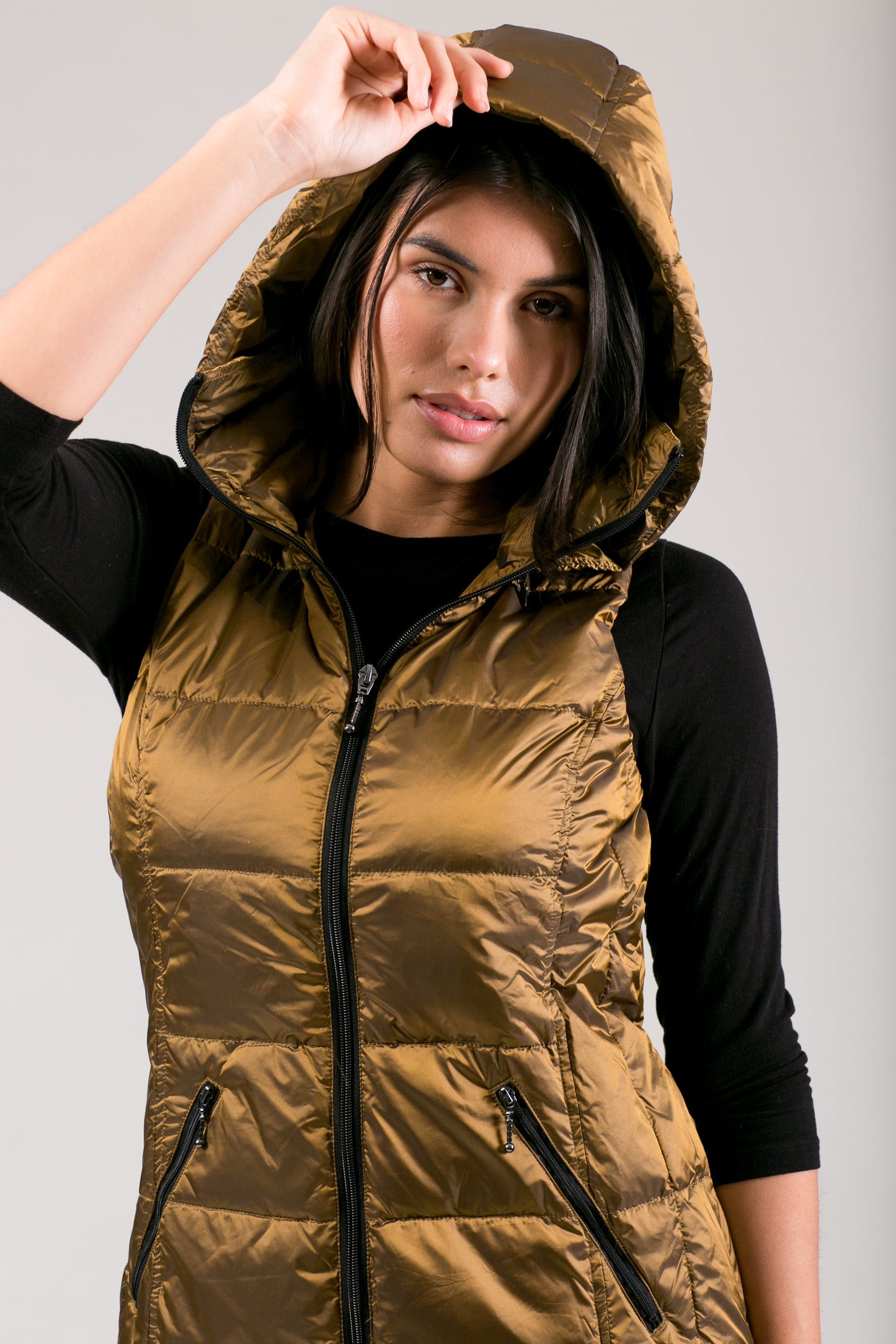 Jacklyn's Fashions Women's Metallic Puffer Vest