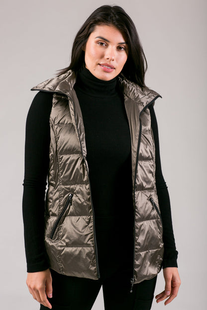 Jacklyn's Fashions Women's Metallic Puffer Vest