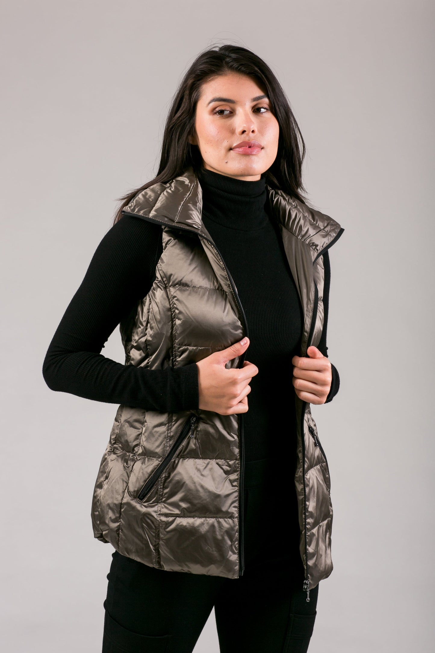 Jacklyn's Fashions Women's Metallic Puffer Vest