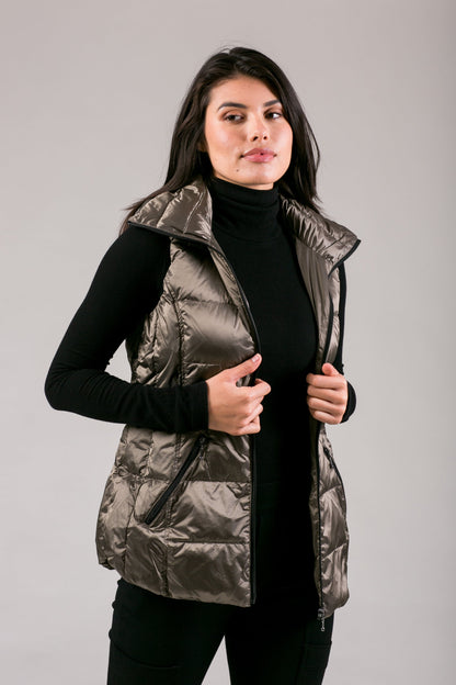 Jacklyn's Fashions Women's Metallic Puffer Vest