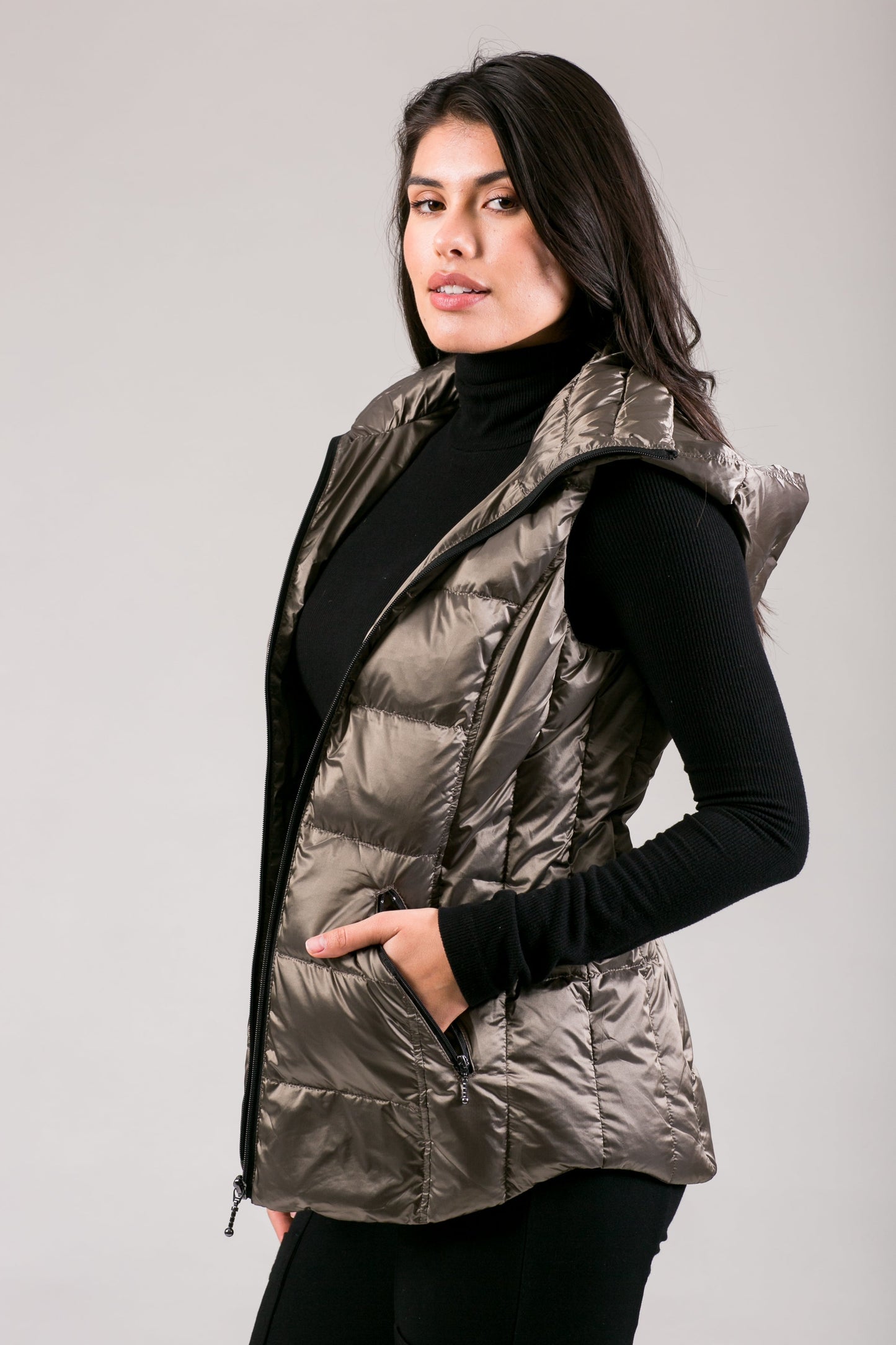 Jacklyn's Fashions Women's Metallic Puffer Vest