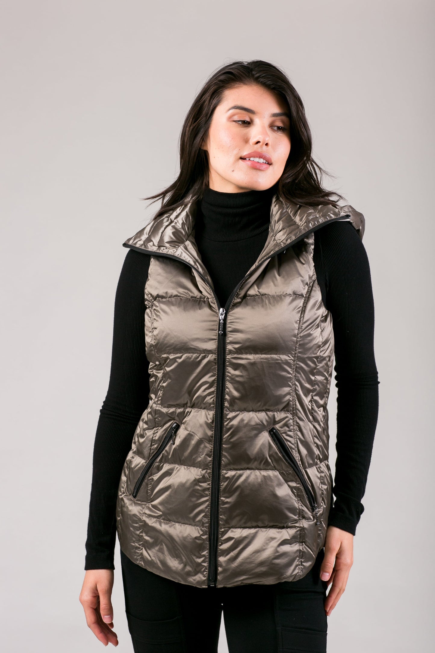 Jacklyn's Fashions Women's Metallic Puffer Vest