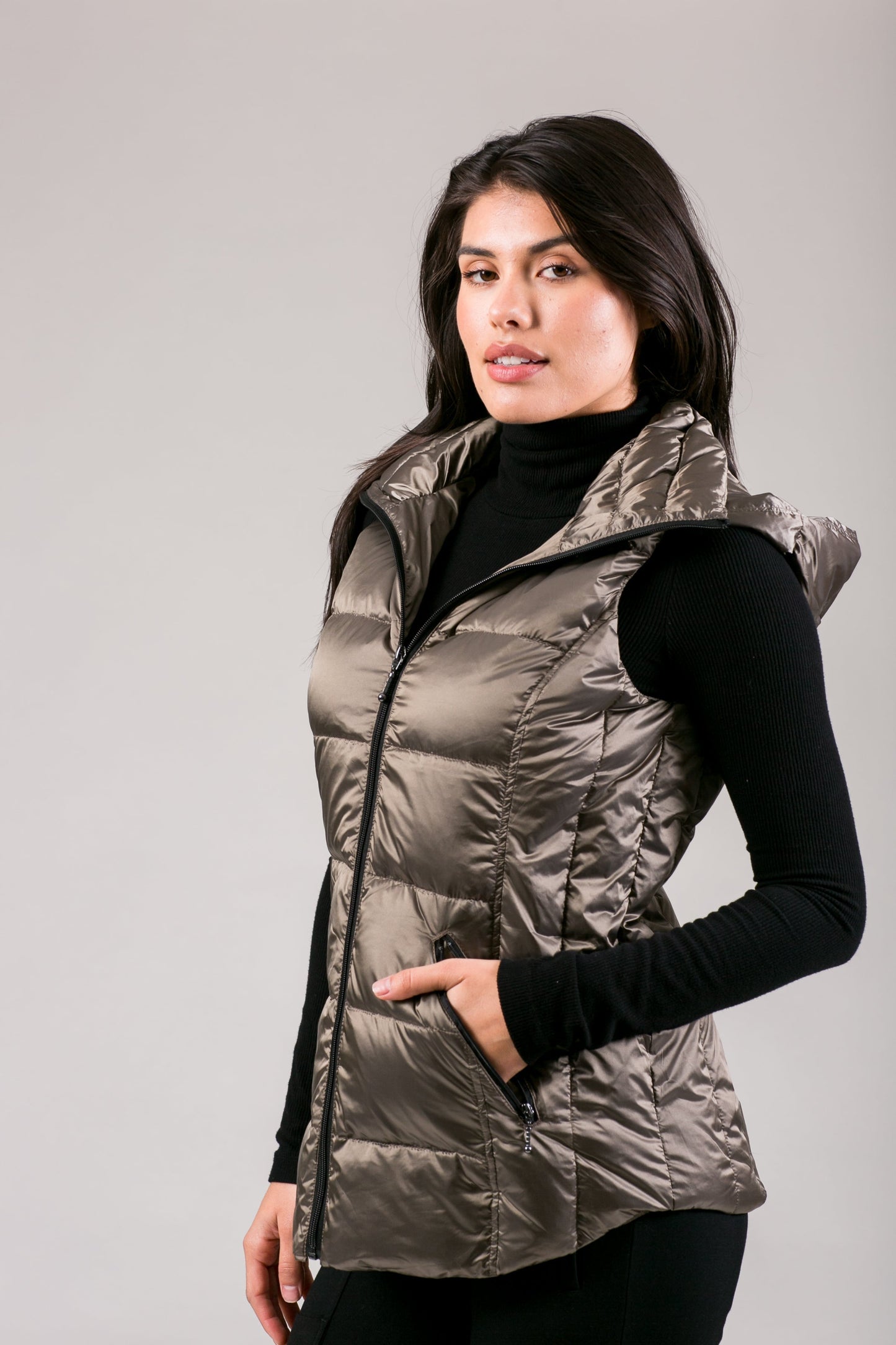 Jacklyn's Fashions Women's Metallic Puffer Vest