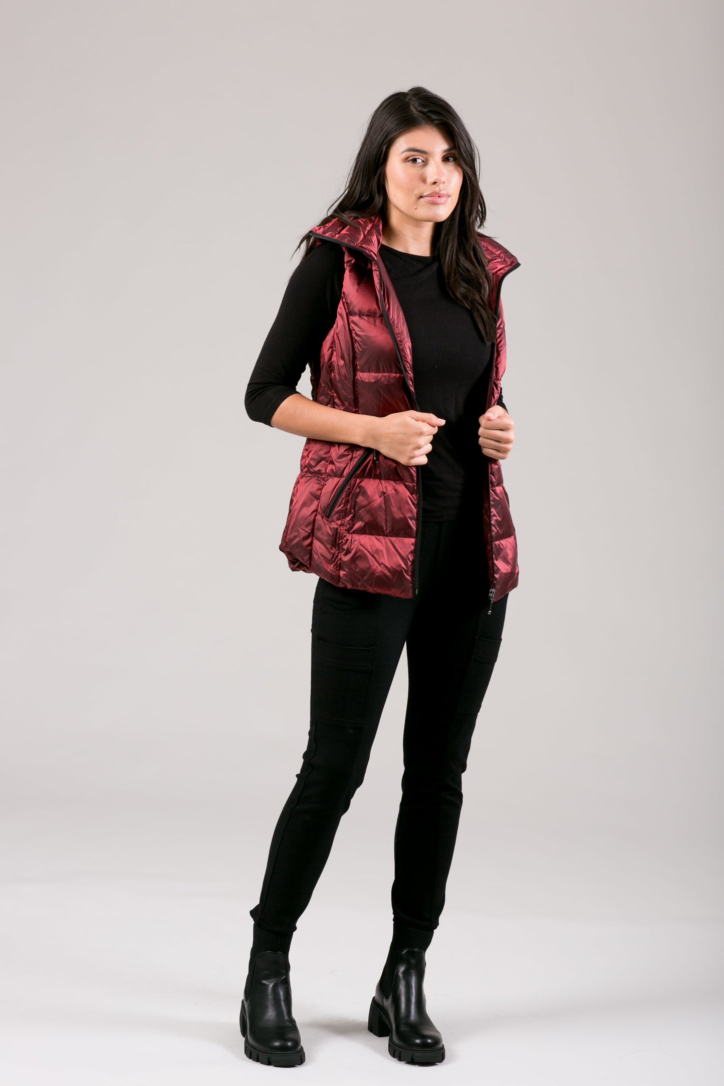 Jacklyn's Fashions Women's Metallic Puffer Vest