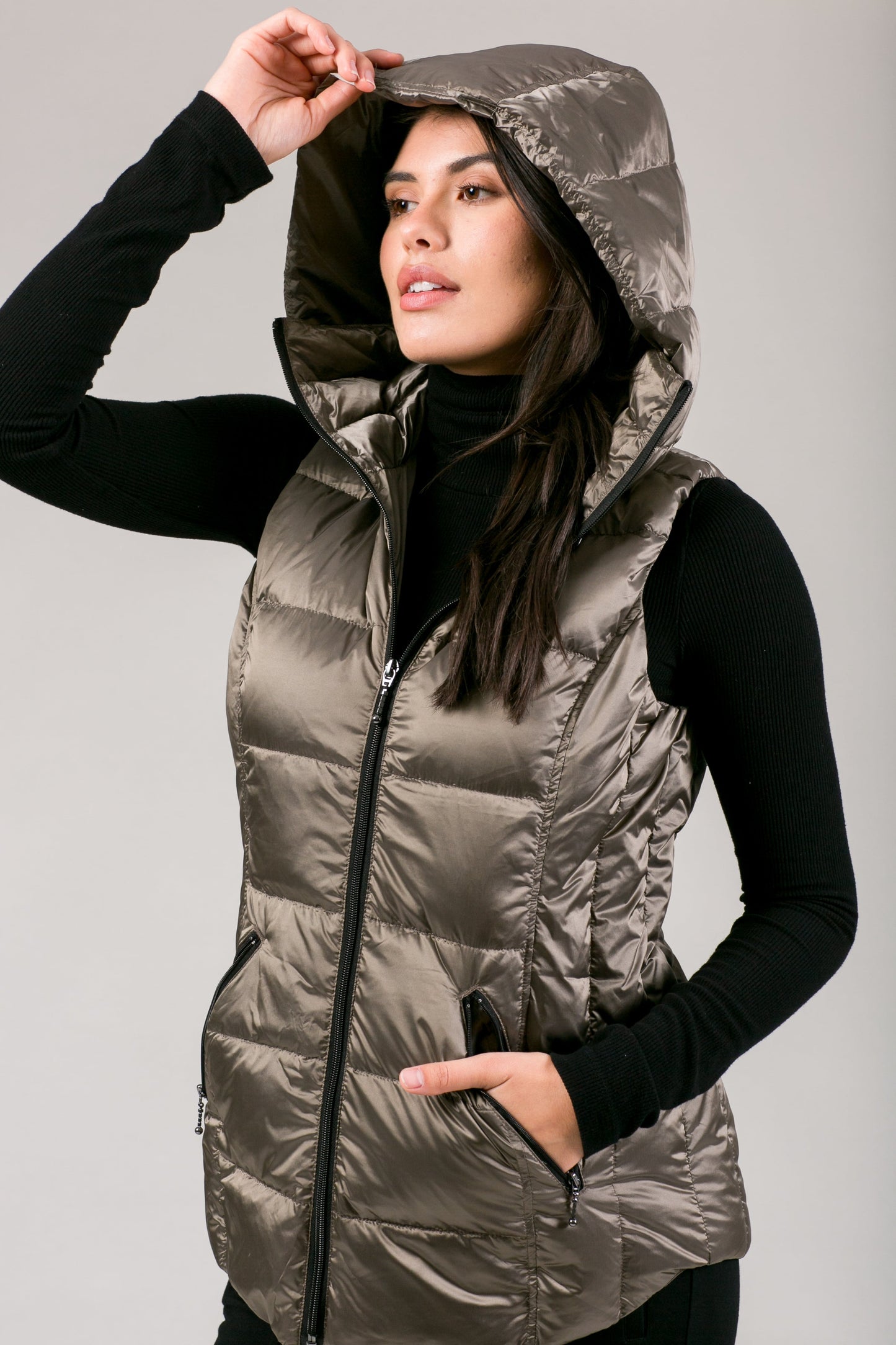 Jacklyn's Fashions Women's Metallic Puffer Vest