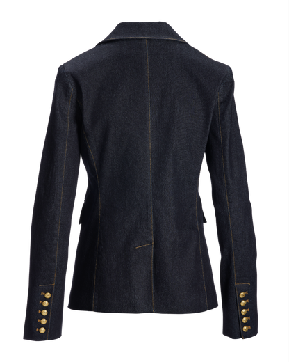 Jacklyn's Fashions Women's Chic Dark Rinse Denim Blazer