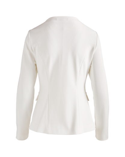 Jacklyn's Fashions Women's Ivory Collarless Button Jacket