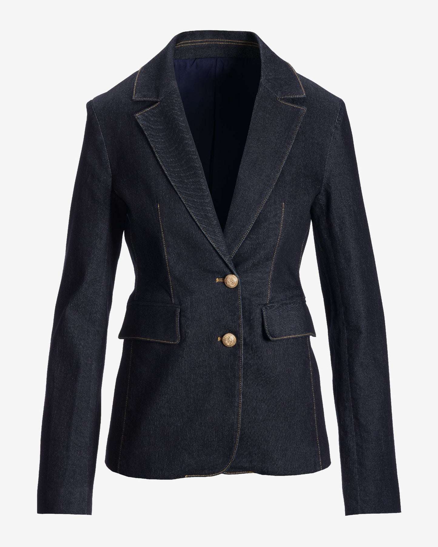 Jacklyn's Fashions Women's Chic Dark Rinse Denim Blazer