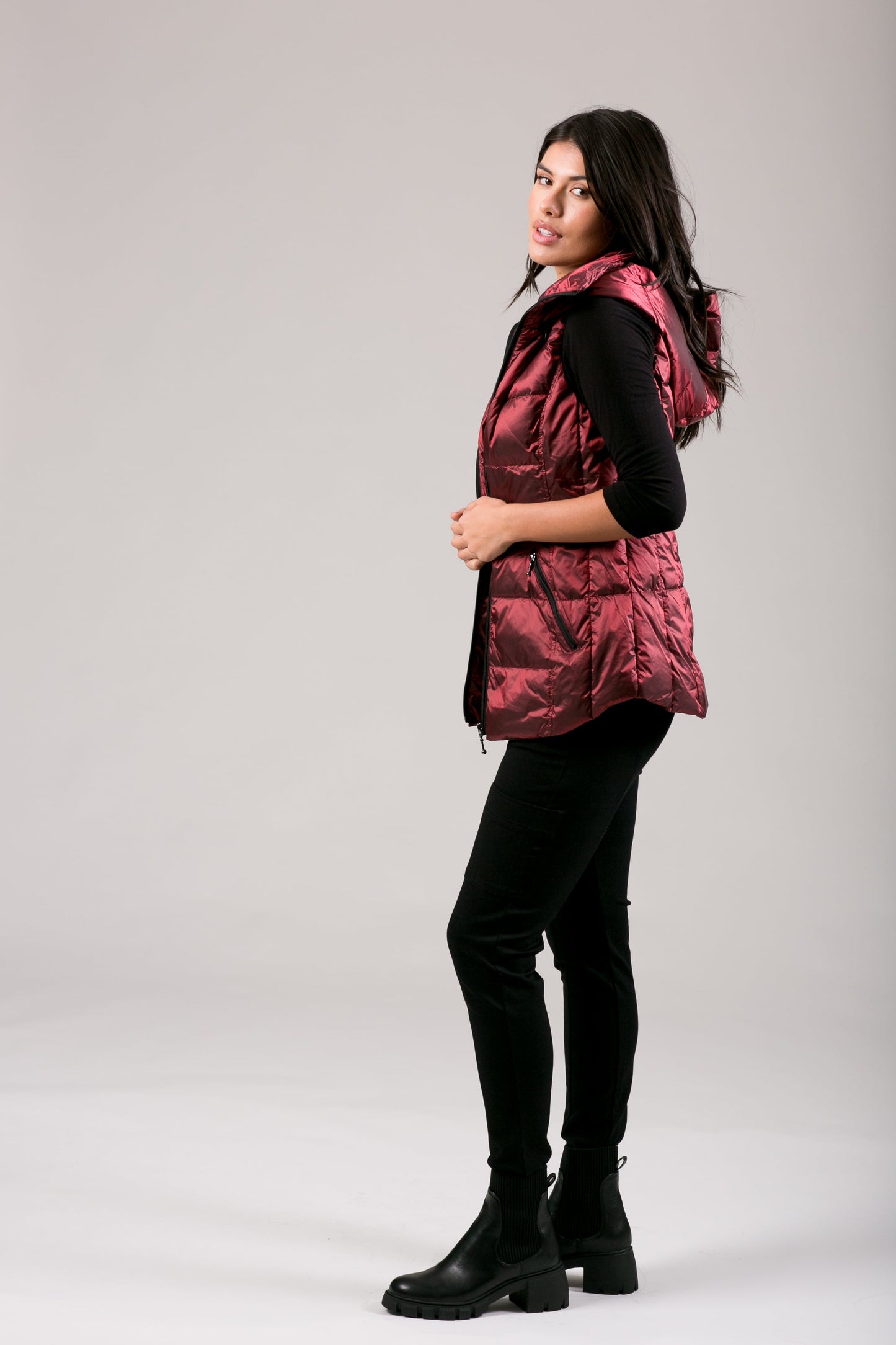 Jacklyn's Fashions Women's Metallic Puffer Vest