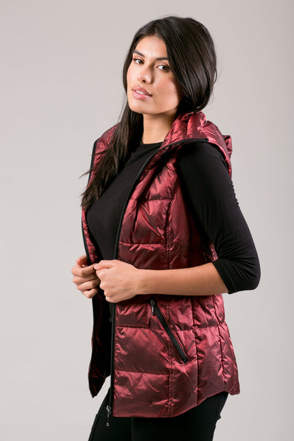 Jacklyn's Fashions Women's Metallic Puffer Vest