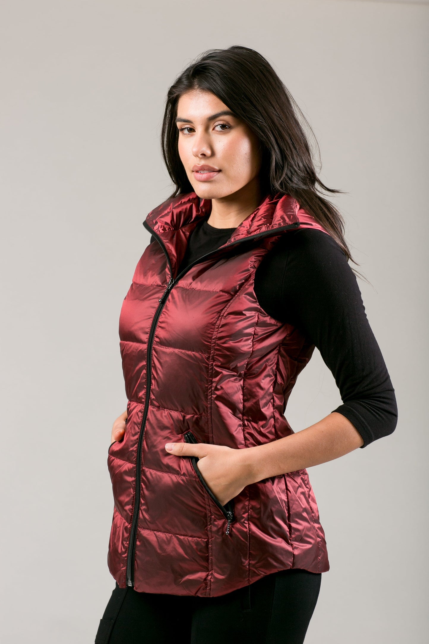Jacklyn's Fashions Women's Metallic Puffer Vest