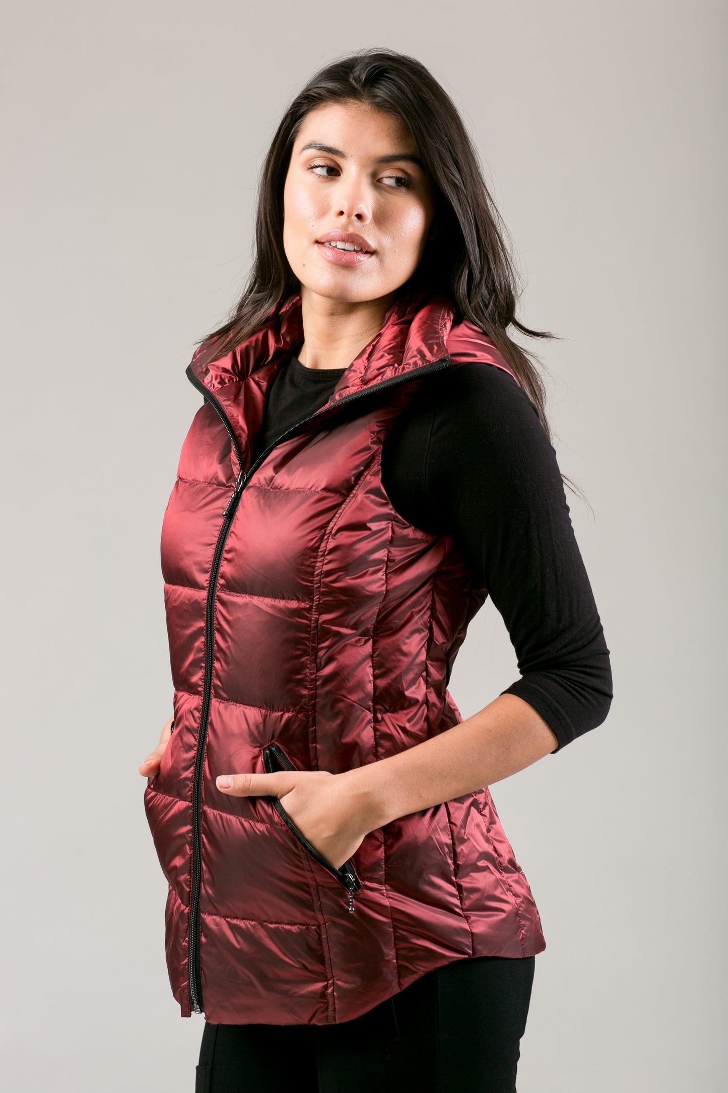 Jacklyn's Fashions Women's Metallic Puffer Vest
