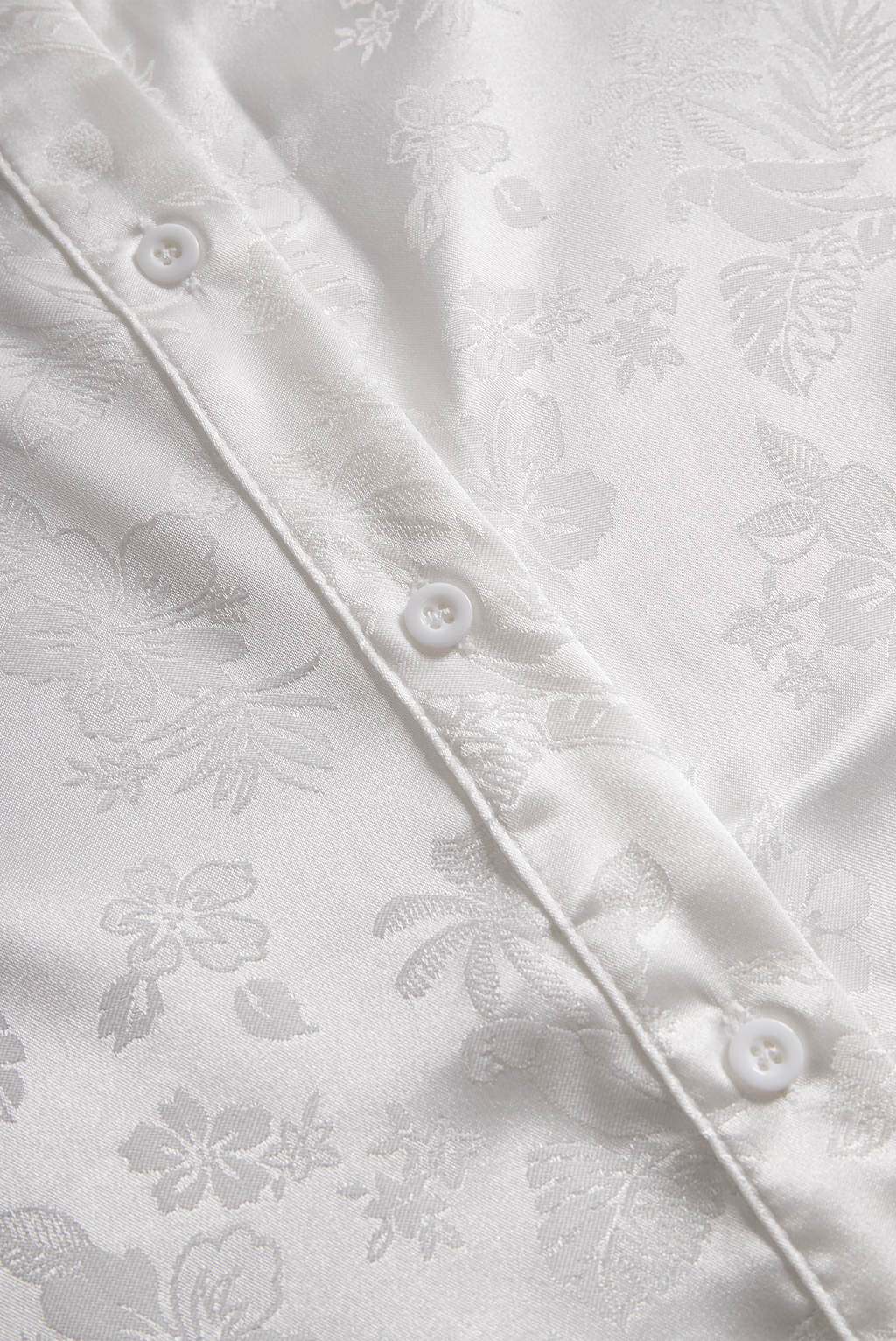 Elegant Ivory Satin Jacquard Shirt by Stylish Polish 