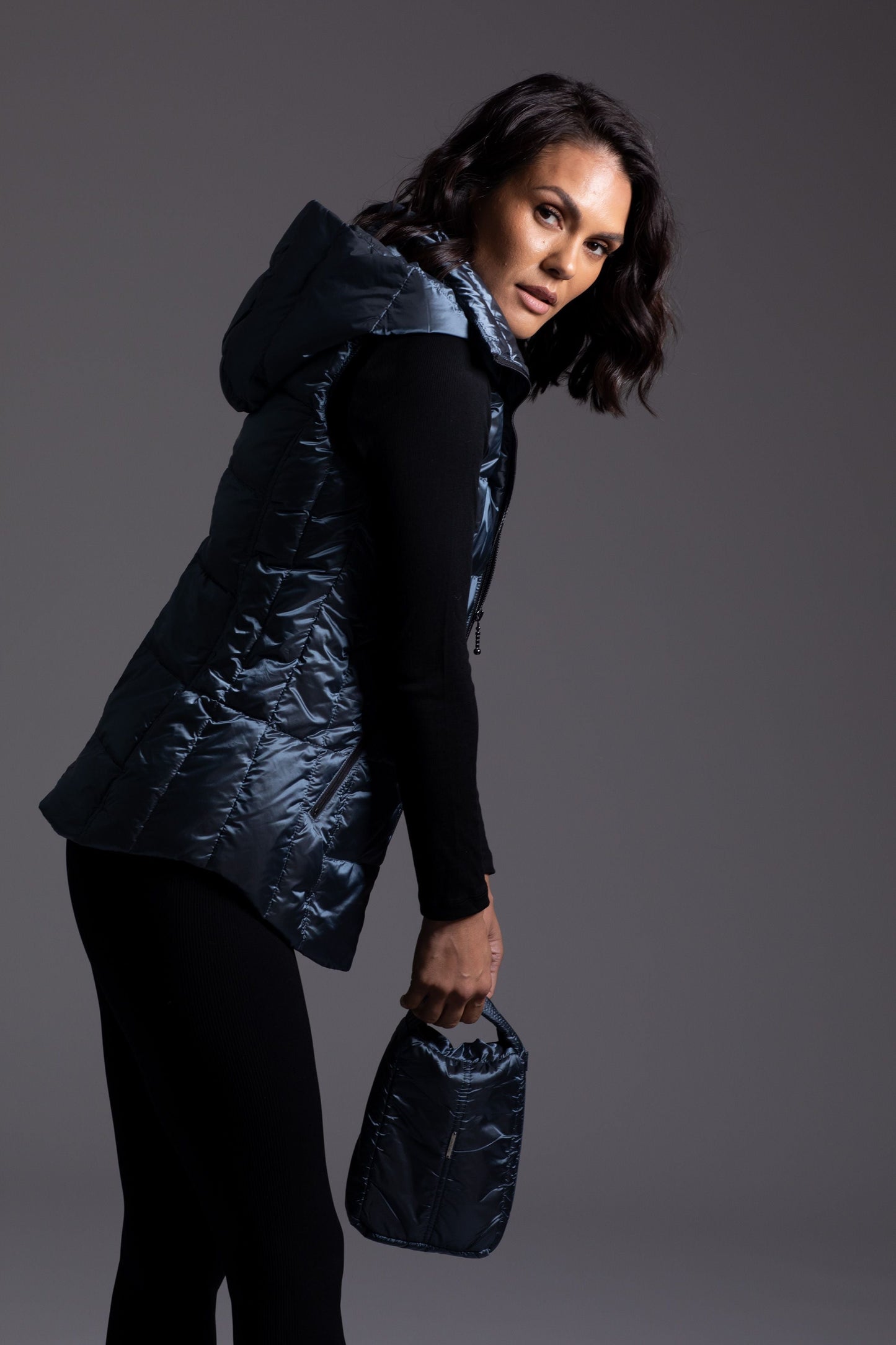 Jacklyn's Fashions Women's Metallic Puffer Vest