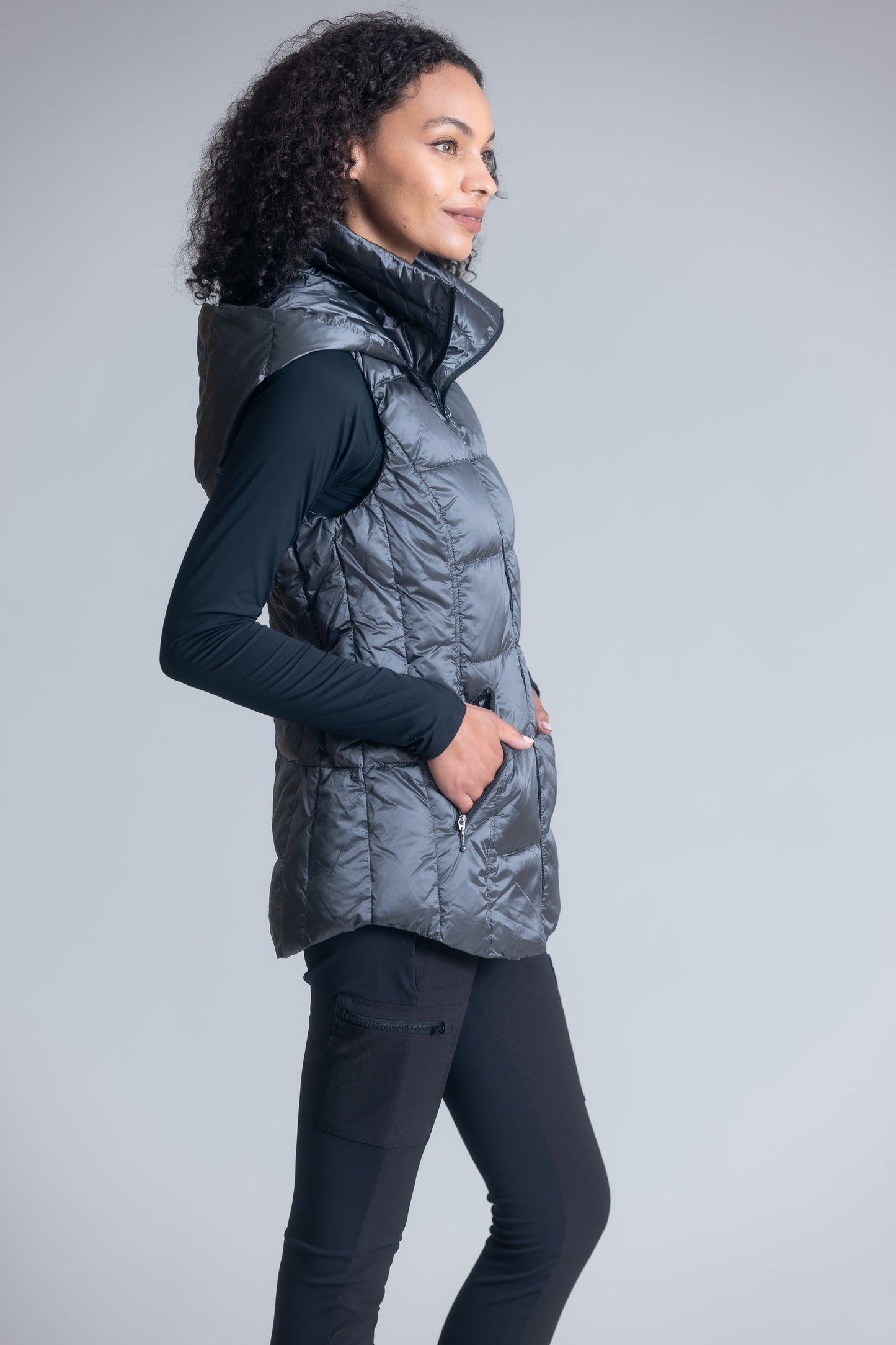 Jacklyn's Fashions Women's Metallic Puffer Vest