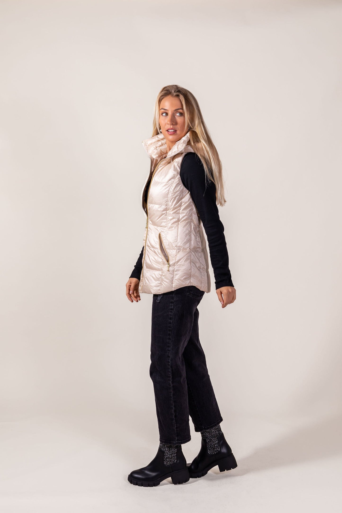 Jacklyn's Fashions Women's Metallic Puffer Vest