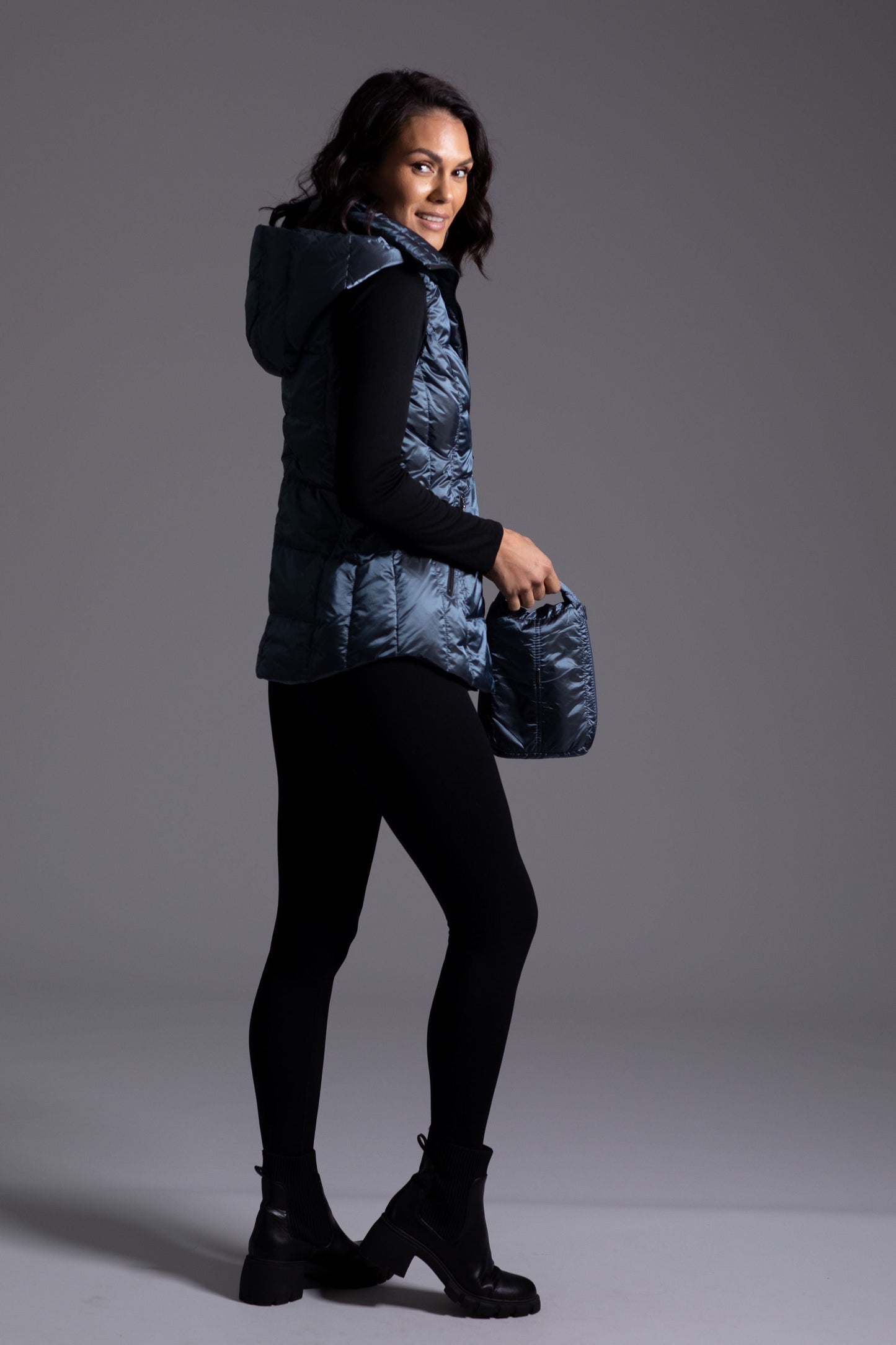 Jacklyn's Fashions Women's Metallic Puffer Vest