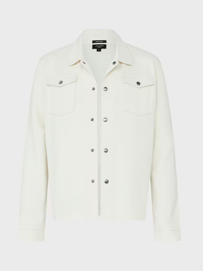 Jacklyn's Fashions Men's White Jersey Knit Overshirt Jacket