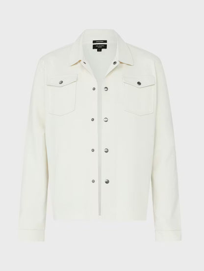 Jacklyn's Fashions Men's White Jersey Knit Overshirt Jacket