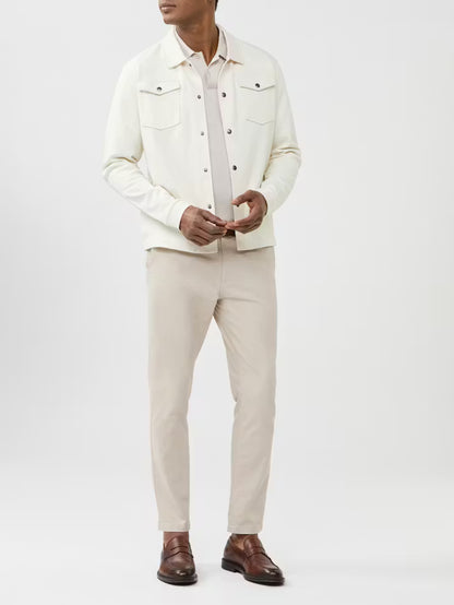 Jacklyn's Fashions Men's White Jersey Knit Overshirt Jacket
