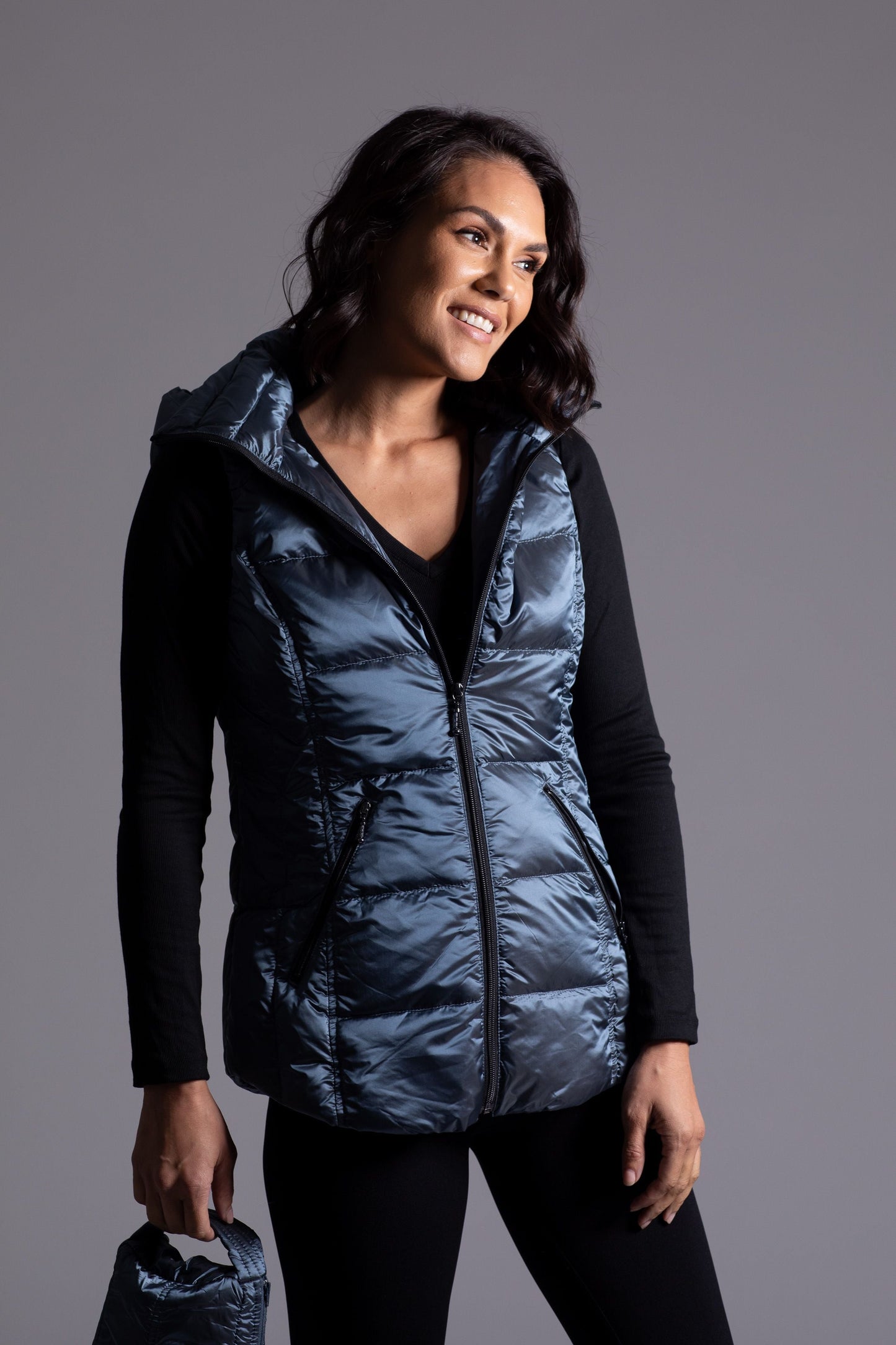 Jacklyn's Fashions Women's Metallic Puffer Vest