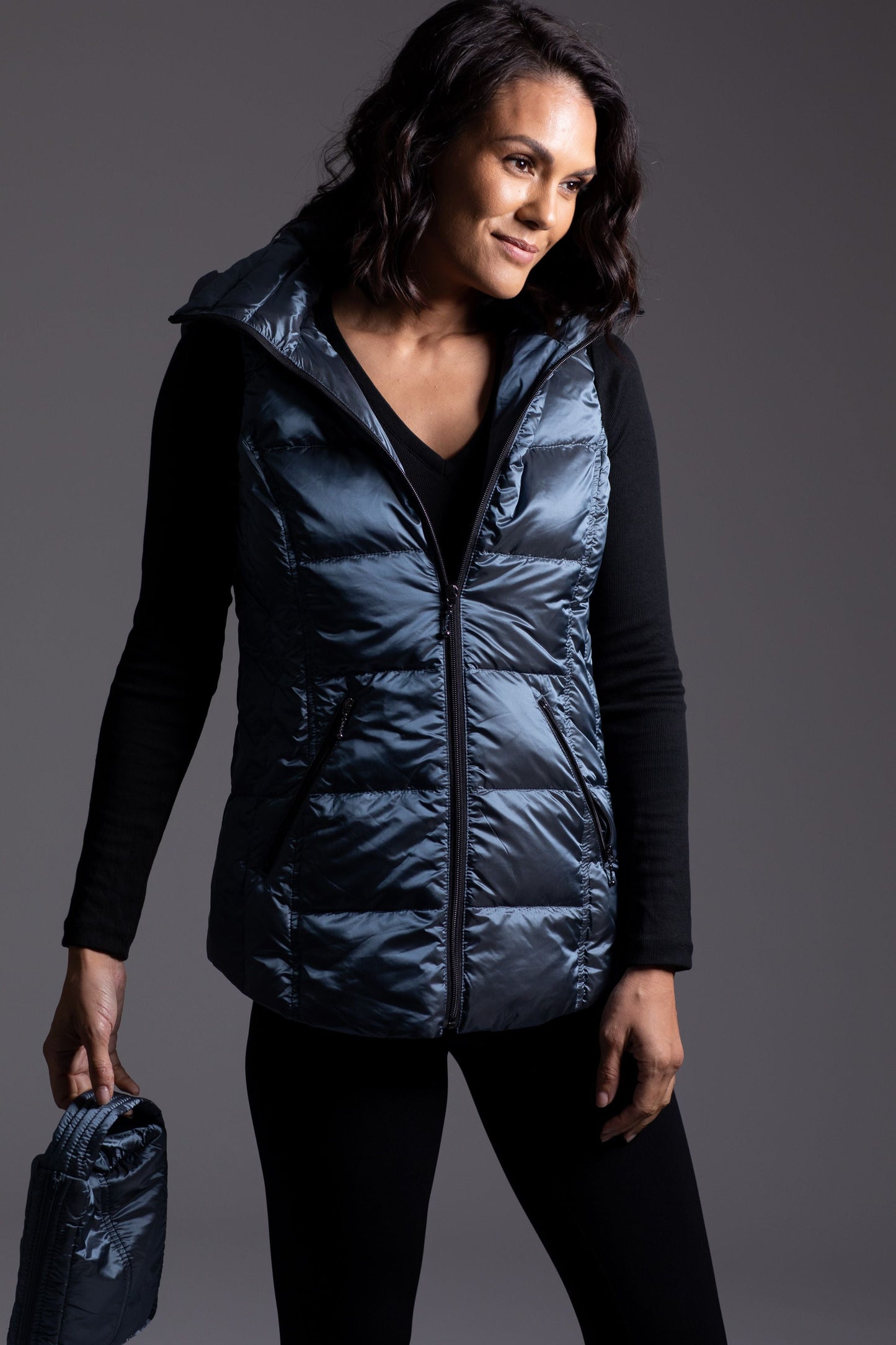 Jacklyn's Fashions Women's Metallic Puffer Vest